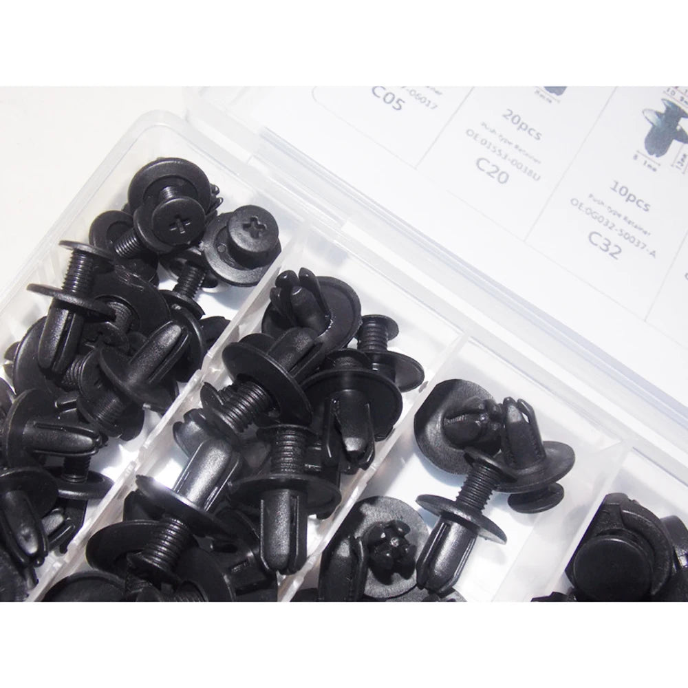 100pcs Trim Panel Retainer Fastener Kit Mixed Auto Fastener Clip Car Body Push Retainer Pin Rivet Bumper Door Car Accessories