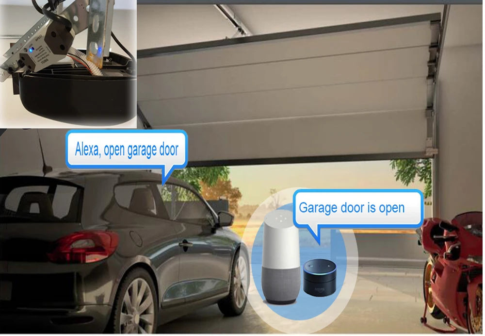 Wofea Smart WiFi Garage Door Opener Switch Controller Compatible with Alexa Echo Google Home SmartLife/Tuya APP No Hub Required
