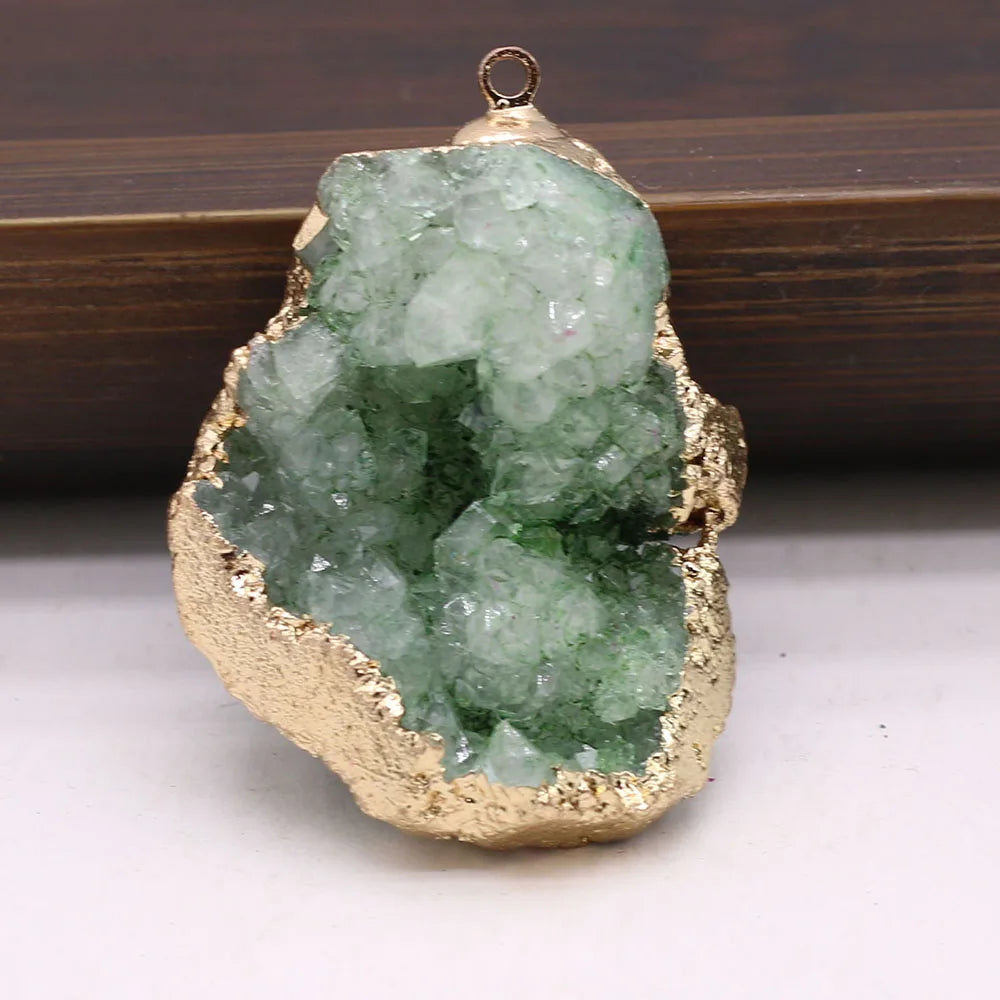 Natural Druzy Stone Pendant Plating Gilded Natural Agates Pendant for Women Jewerly DIY Necklace Bracelet Accessories Making
