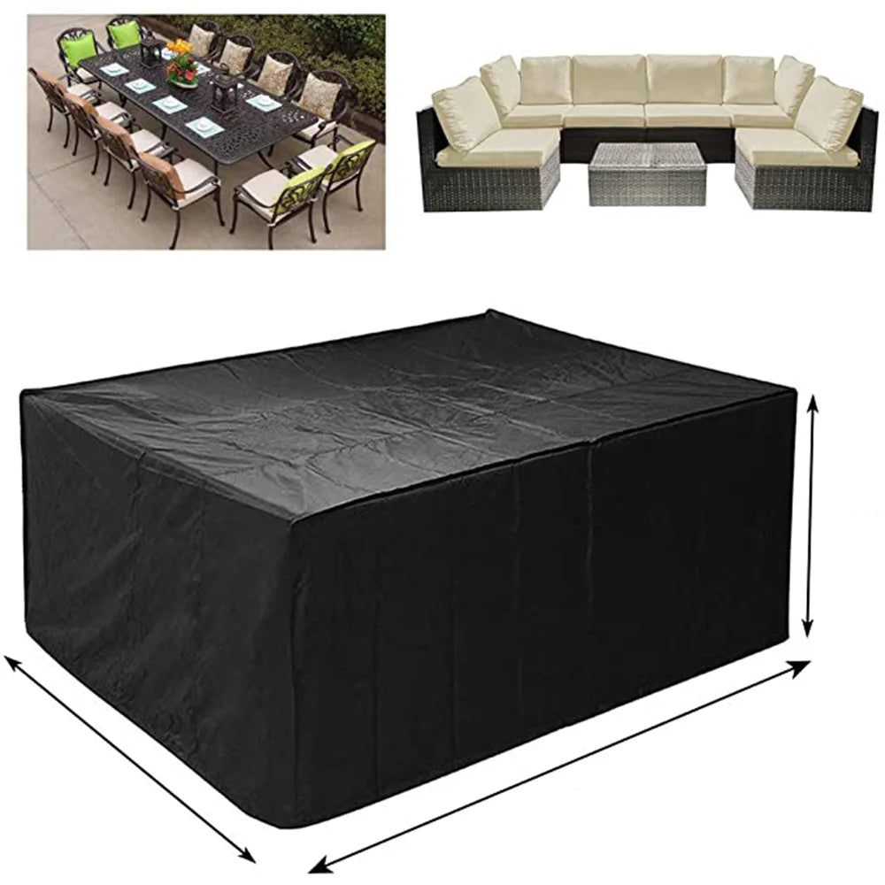75 Sizes  Furniture Waterproof  Cover For Rattan Table Cube Chair Sofa  Rain Garden Patio Protective Cover Black and Silver