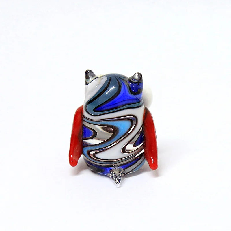 Handmade Mini Glass Owl Craft Figurine Japan Style Cartoon Animal Ornament Gift for Fairy Garden Home Tabletop Decor Accessories