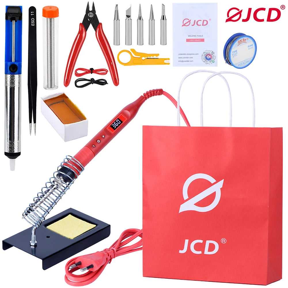 100W Digital Electric Soldering Iron Kit Set 110V/220V Temperature Adjustable Welding Tool Ceramic Heater Soldering Tips Rework