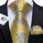 Black And Silver Paisley Floral Men's Ties Gray Blue Pink Wedding Accessories Neck Tie Set Handkerchief Cufflinks Gift For Men