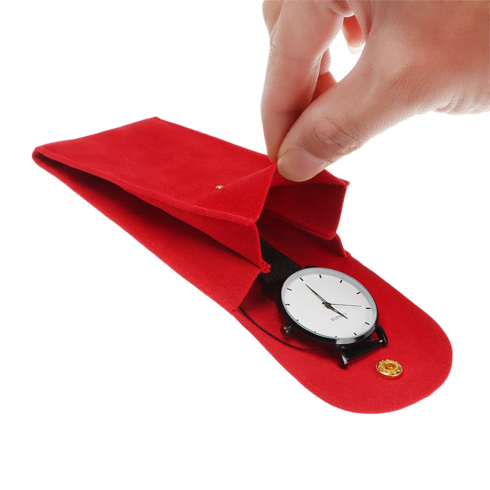 Portable Watch Bag Gift Shock-proof Press Velvet Snap Design Jewelry Box Watch Packing Pouch Storage Bag Single Watch Display