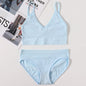 Women Seamless Bra Panties Set U Back Bra Fitness Crop Top Sexy Lingerie Set No Pads Brassiere Low Rise Briefs Underwear Set
