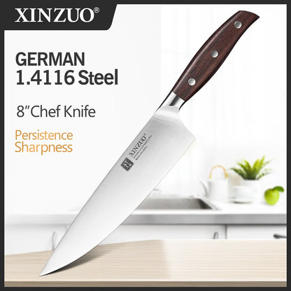 XINZUO 1-5PCS High Quality 3.5+5+8+8+8"  Paring Utility Cleaver Chef Knife Germany 1.4116 Stainless Steel Kitchen Knife Sets