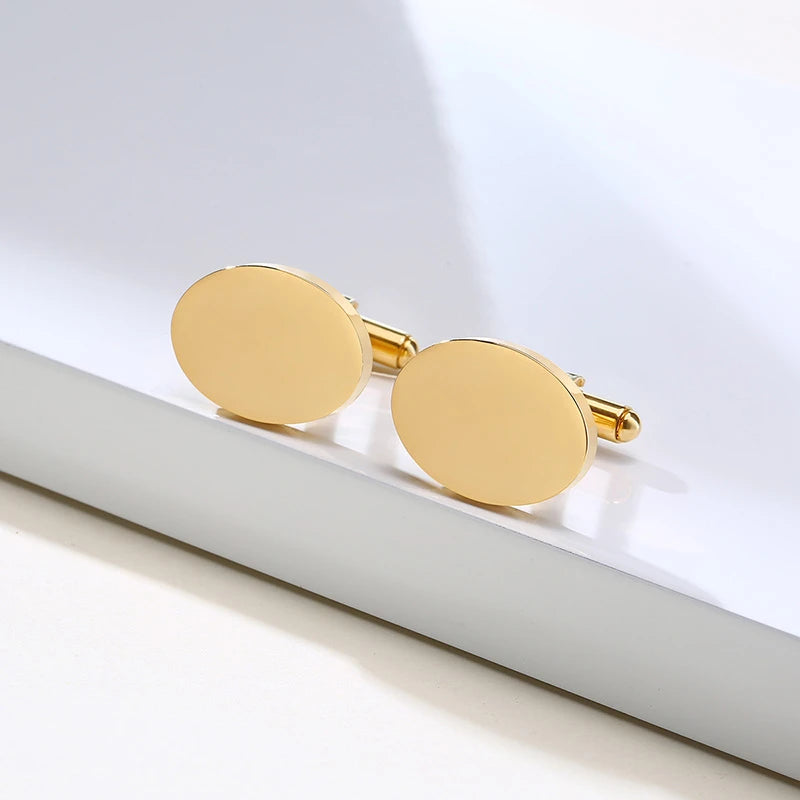 Vnox Customized Engrave Men's Cufflinks Geometric Stainless Steel Metal Cuff Links Personalized Gents Sleeve Nail Gift for Him