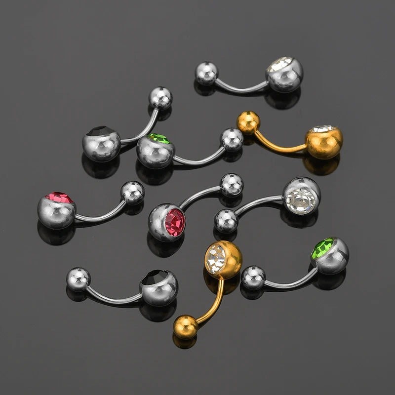 Letdiffery Custom White Stones Name Belly Button Rings Personalized Women Ring Stainless Steel Charming Body Piercing Jewelry
