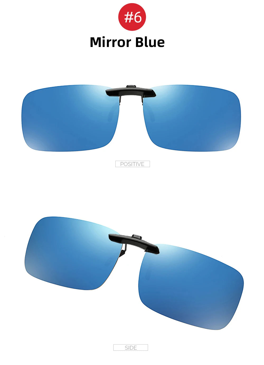 VIVIBEE Mens Fishing Clip On Sunglasses Mirror Blue Eyeglasses Polarized UV400 Women Square Night Vision Driving Sun Glasses