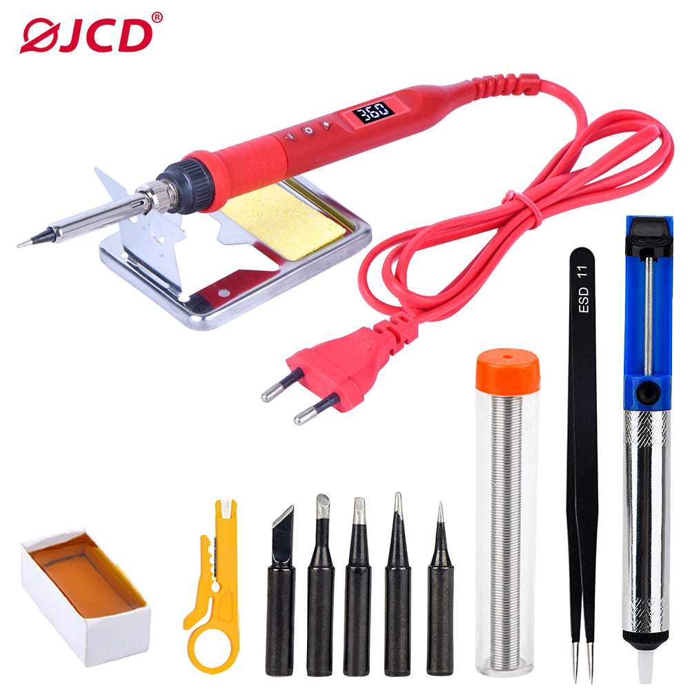100W Digital Electric Soldering Iron Kit Set 110V/220V Temperature Adjustable Welding Tool Ceramic Heater Soldering Tips Rework