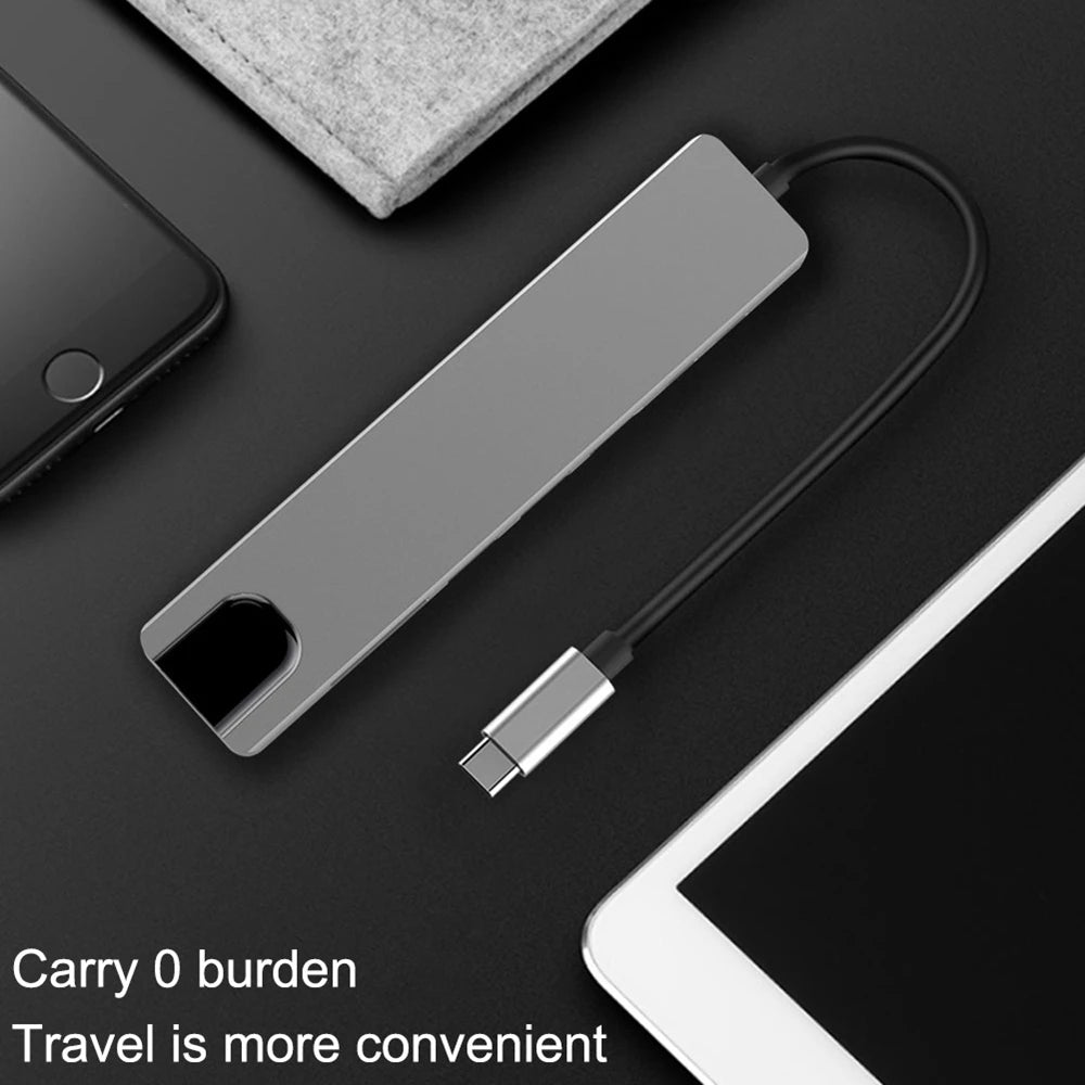USB C Hub 8 In 1 Type C 3.1 To 4K HDMI Adapter with RJ45 SD/TF Card Reader PD Fast Charge for MacBook Notebook Laptop Computer