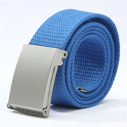 Fashion New Unisex Trousers Belts Canvas Belt Metal Buckle Men Women Boys Jeans Belts Candy Colors Top Quality Luxury Belts
