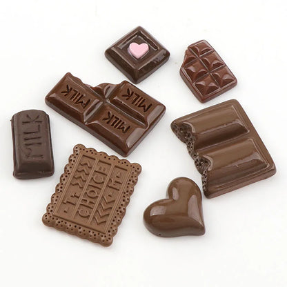 30PC Chocolate Resin Flatback Flat Back Cabochon Kawaii DIY Resin Craft Decoration Miniature Resin Cream Bread Food For Phone