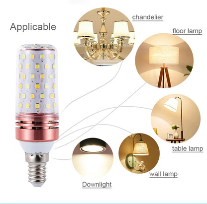 1Pcs/lot E27 E14 LED Lamp light SMD 2835 12W 16W 60LEDS 80LEDS lamps lights 220V Bulbs LED Corn Candle bulb 2 Color Temperatures