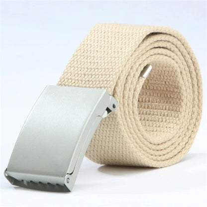 Fashion New Unisex Trousers Belts Canvas Belt Metal Buckle Men Women Boys Jeans Belts Candy Colors Top Quality Luxury Belts