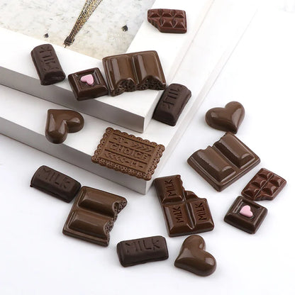 30PC Chocolate Resin Flatback Flat Back Cabochon Kawaii DIY Resin Craft Decoration Miniature Resin Cream Bread Food For Phone