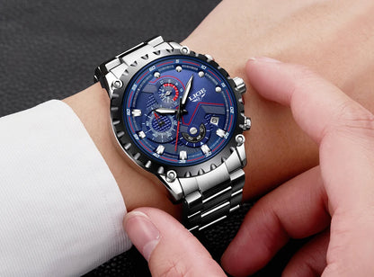 2025 LIGE Men Watch Fashion Quartz Watch Mens Top Brand Luxury All Steel Business Waterproof Sport Watch Relogio Masculino+BOX