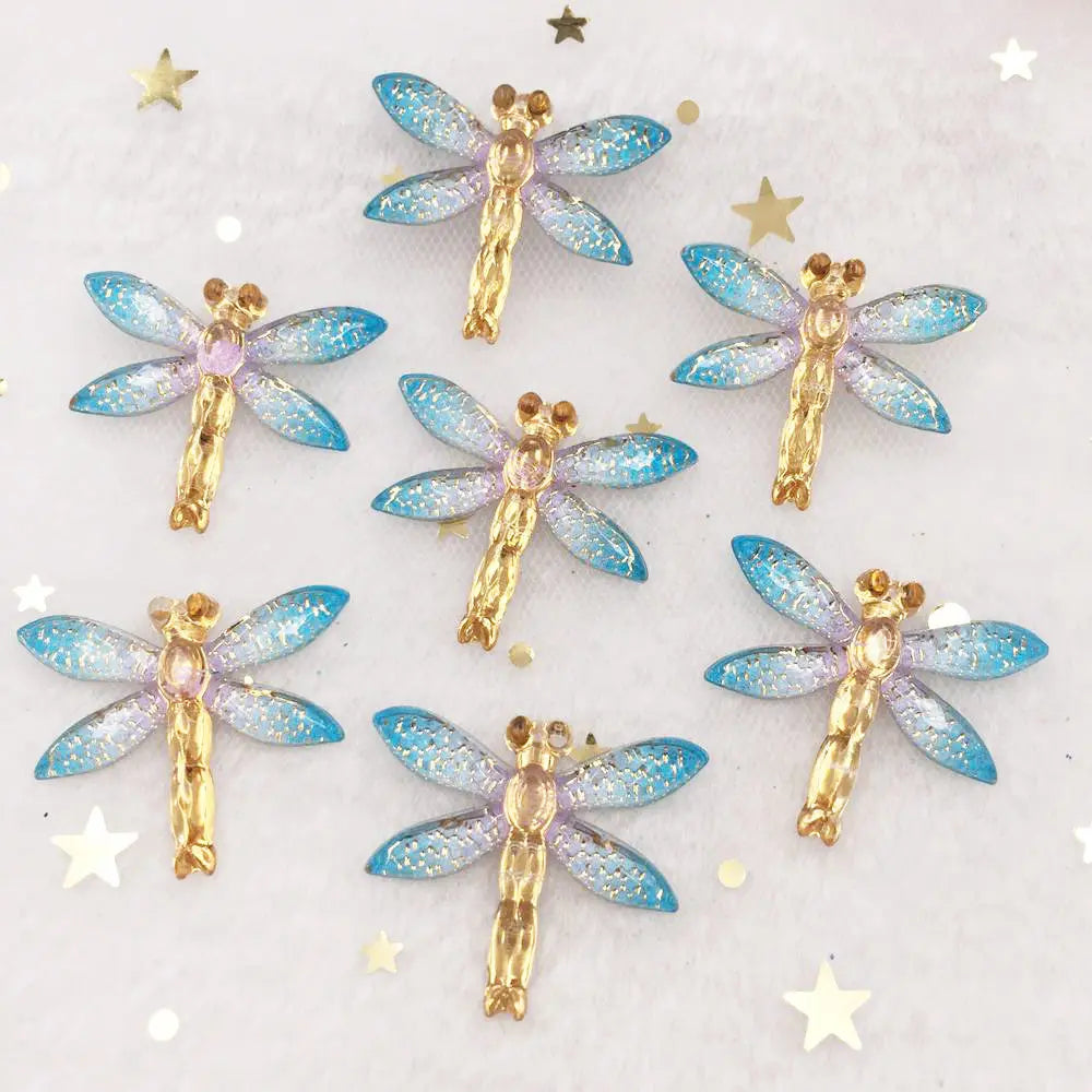 Shiny Colorful Dragonfly Flatback Rhinestone Cabochon Miniature Applique 1 Hole Christmas Ornament DIY Scrapbook Figurines OW80