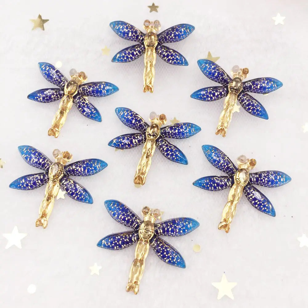 Shiny Colorful Dragonfly Flatback Rhinestone Cabochon Miniature Applique 1 Hole Christmas Ornament DIY Scrapbook Figurines OW80