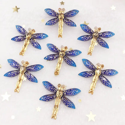 Shiny Colorful Dragonfly Flatback Rhinestone Cabochon Miniature Applique 1 Hole Christmas Ornament DIY Scrapbook Figurines OW80
