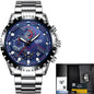 2025 LIGE Men Watch Fashion Quartz Watch Mens Top Brand Luxury All Steel Business Waterproof Sport Watch Relogio Masculino+BOX