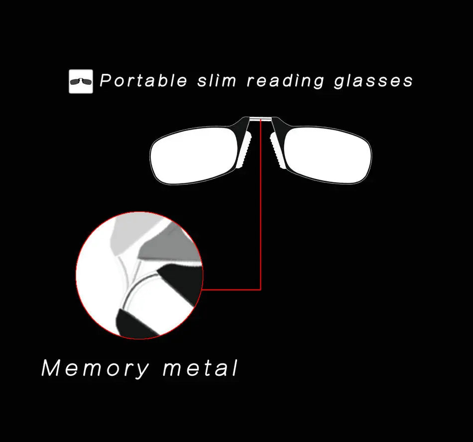 Nose Clip Reading Glasses Man High Quality Men Portable Foam Nose Glasses  for Seniors Transparent Eyeglasses with Case