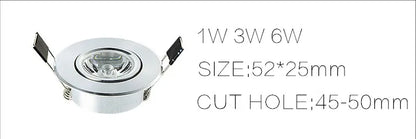 1W 3W 6W MINI Downlight  Dimmable High Power LED Recessed Ceiling DownLight Lamps LED Downlights for Living Room Cabinet Bedroom
