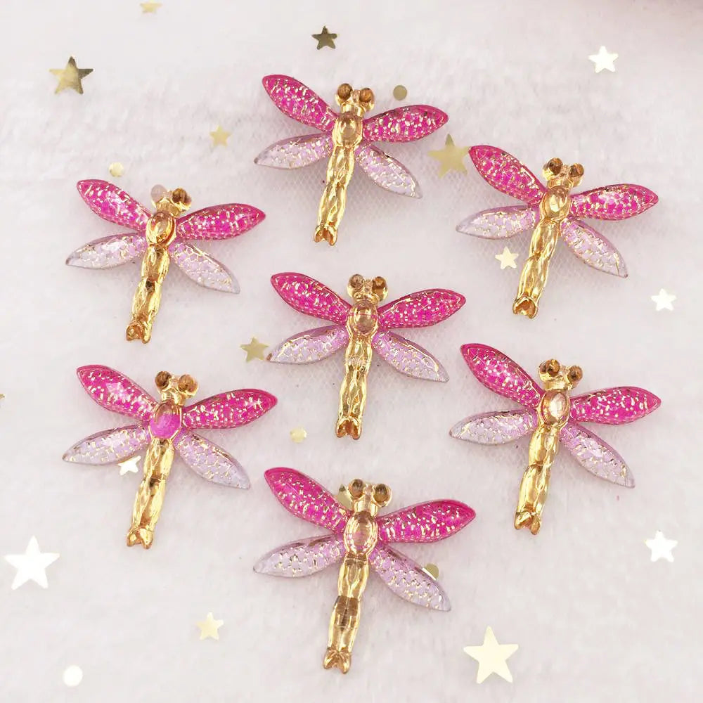 Shiny Colorful Dragonfly Flatback Rhinestone Cabochon Miniature Applique 1 Hole Christmas Ornament DIY Scrapbook Figurines OW80