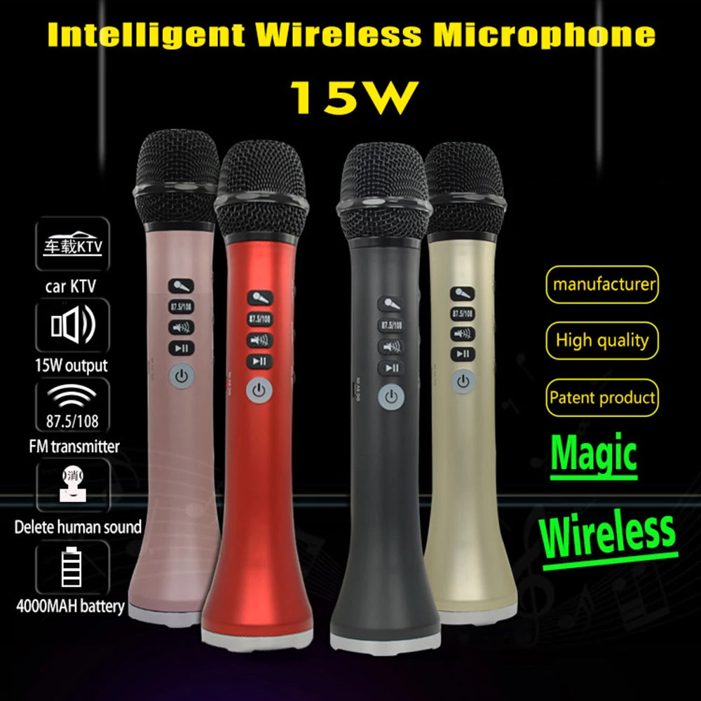 XIAOKOA L-698 15W Wireless Karaoke Microphone Bluetooth Speaker 4000mah 2in1 Handheld Sing&Recording KTV Player for iOS/Android