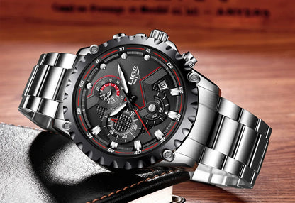 2025 LIGE Men Watch Fashion Quartz Watch Mens Top Brand Luxury All Steel Business Waterproof Sport Watch Relogio Masculino+BOX