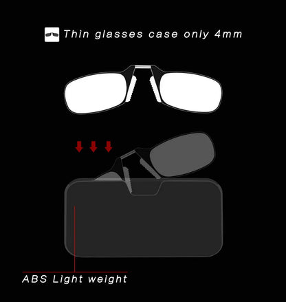 Nose Clip Reading Glasses Man High Quality Men Portable Foam Nose Glasses  for Seniors Transparent Eyeglasses with Case