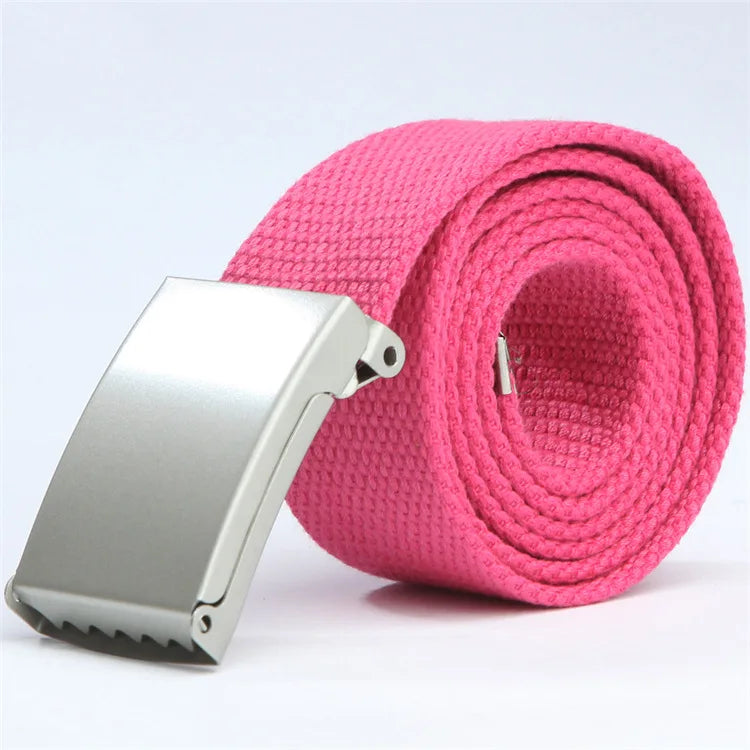 Fashion New Unisex Trousers Belts Canvas Belt Metal Buckle Men Women Boys Jeans Belts Candy Colors Top Quality Luxury Belts