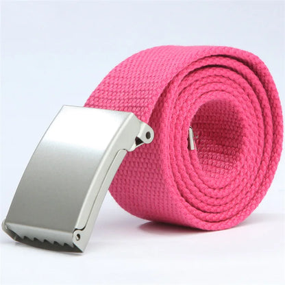 Fashion New Unisex Trousers Belts Canvas Belt Metal Buckle Men Women Boys Jeans Belts Candy Colors Top Quality Luxury Belts
