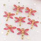 Shiny Colorful Dragonfly Flatback Rhinestone Cabochon Miniature Applique 1 Hole Christmas Ornament DIY Scrapbook Figurines OW80