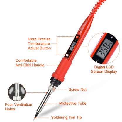JCD 80W Digital Electric Soldering Iron Kit Temperature Adjustable 220V 110V Welding Tools Ceramic Heater Soldering Tips Rework