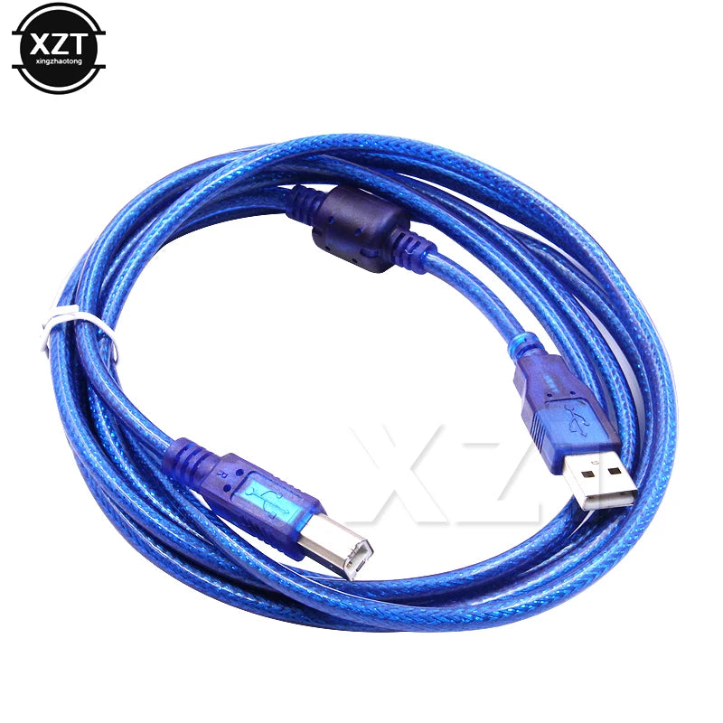 Gorąca Wyprzedaż Kabel do Drukarki USB 2.0 Typ A Męski na Typ B Męski Podwójnie Ekranowany Wysoka Prędkość Przezroczysty Niebieski o długościach 0.3m, 1.5m, 3m, 5m (około)