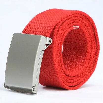 Fashion New Unisex Trousers Belts Canvas Belt Metal Buckle Men Women Boys Jeans Belts Candy Colors Top Quality Luxury Belts
