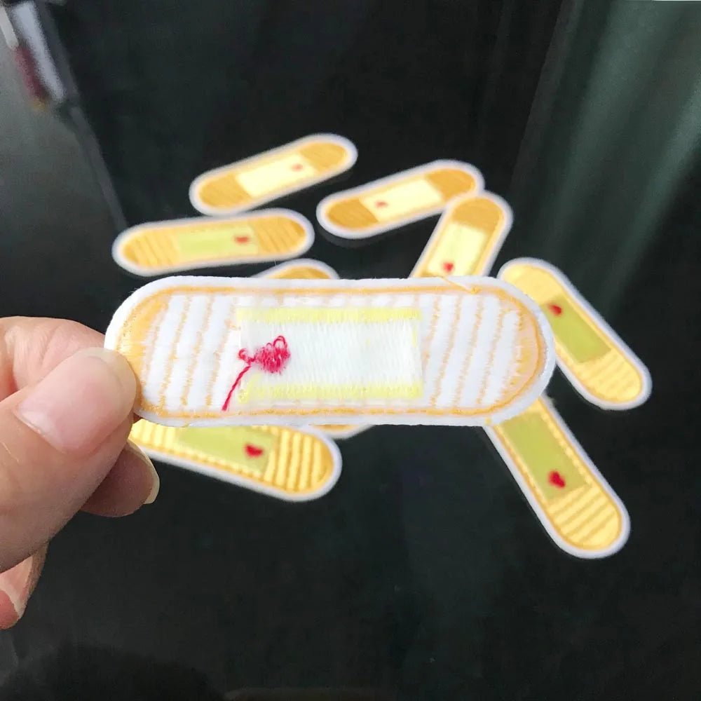 1 Piece Cross Bandage Embroidery Repair Patches Bag Jacket Jeans Cartoon Iron On Parch for Clothes Small Glue Sticker