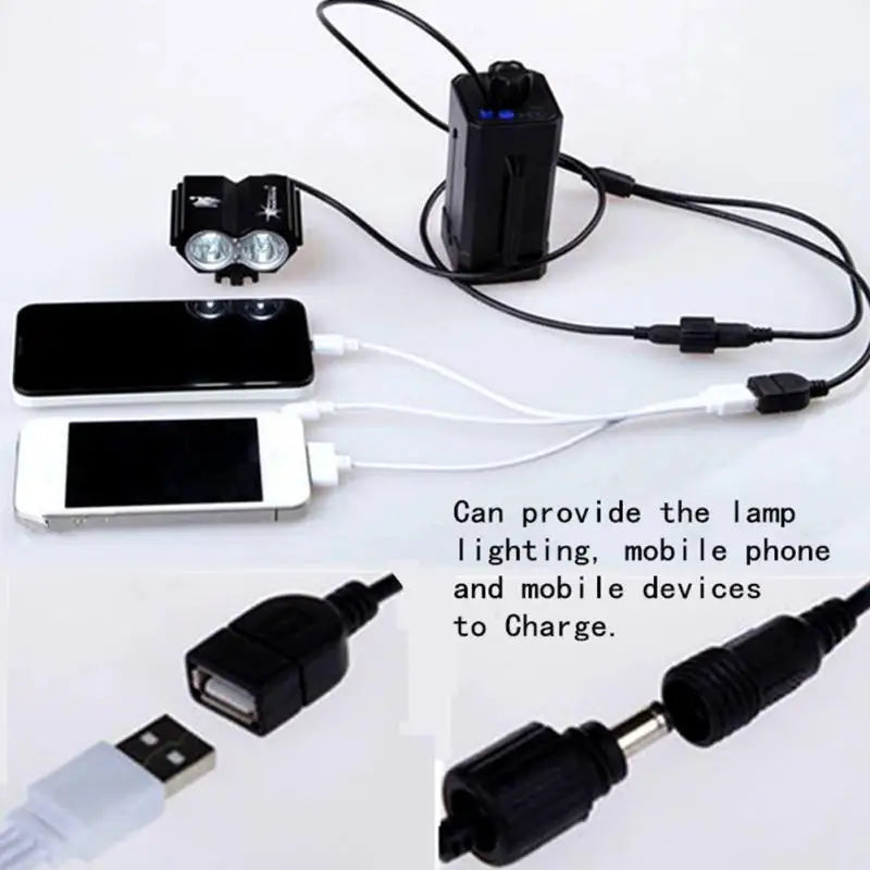 Portable 4X 18650 Waterproof Battery Pack Case Power Bank Storage Box For Bicycle Bike Lamp 8.4V 5V DC Output Without Battery