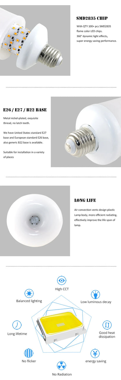3 Modes+Gravity Sensor 9W 12W E27 E26 E14 B22 Flame Bulb 85-265V LED Flame Effect Fire Light Flickering Emulation Decor LED Lamp