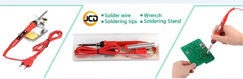 JCD 80W Digital Electric Soldering Iron Kit Temperature Adjustable 220V 110V Welding Tools Ceramic Heater Soldering Tips Rework