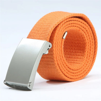 Fashion New Unisex Trousers Belts Canvas Belt Metal Buckle Men Women Boys Jeans Belts Candy Colors Top Quality Luxury Belts