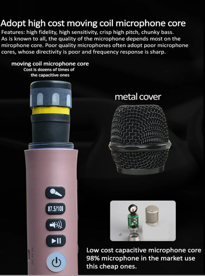 XIAOKOA L-698 15W Wireless Karaoke Microphone Bluetooth Speaker 4000mah 2in1 Handheld Sing&Recording KTV Player for iOS/Android