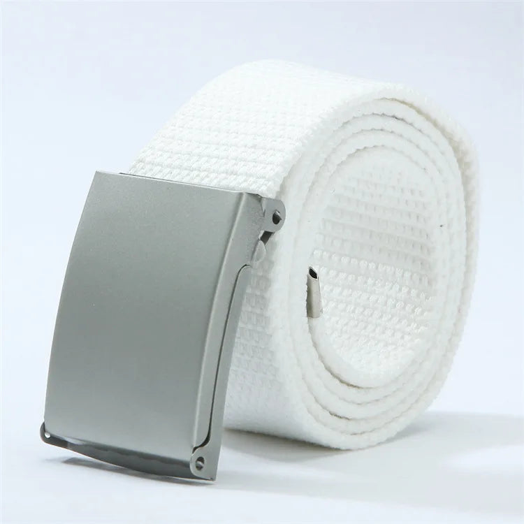 Fashion New Unisex Trousers Belts Canvas Belt Metal Buckle Men Women Boys Jeans Belts Candy Colors Top Quality Luxury Belts