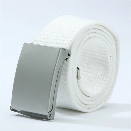 Fashion New Unisex Trousers Belts Canvas Belt Metal Buckle Men Women Boys Jeans Belts Candy Colors Top Quality Luxury Belts