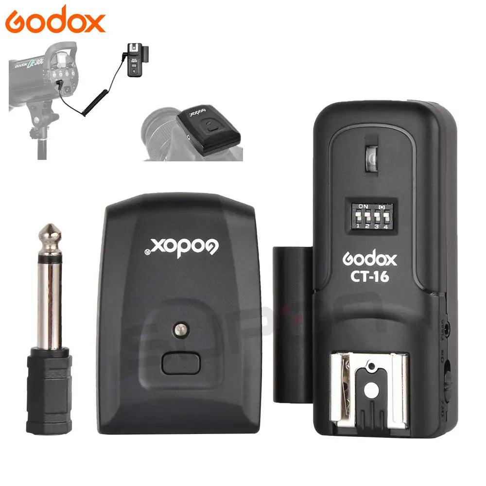 Godox CT-16 16 Channels Wireless Radio Flash Trigger Transmitter + Receiver Set for Canon Nikon Pentax Studio Speedlite Flash