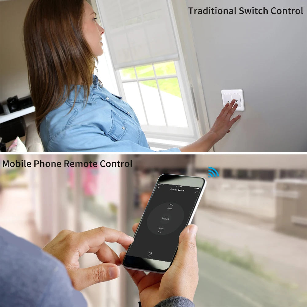Tuya Smart Life WiFi Curtains Switch Connected Roller Shutters Control Blinds Motor Google Home Alexa Electric Window LoraTap
