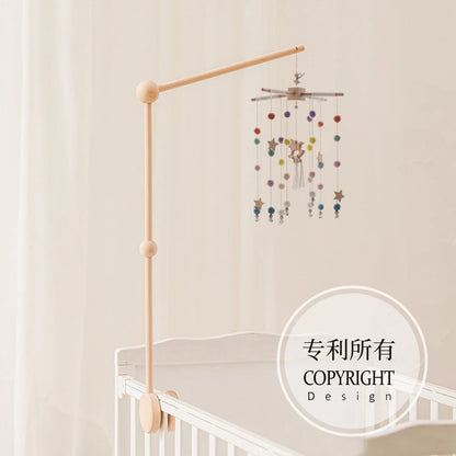 Baby Soft Felt Cartoon Wool Ball Seashell Rattles Hanging Bed Bell Newborn Mobile Crib Wooden Bracket Montessori Education Toys