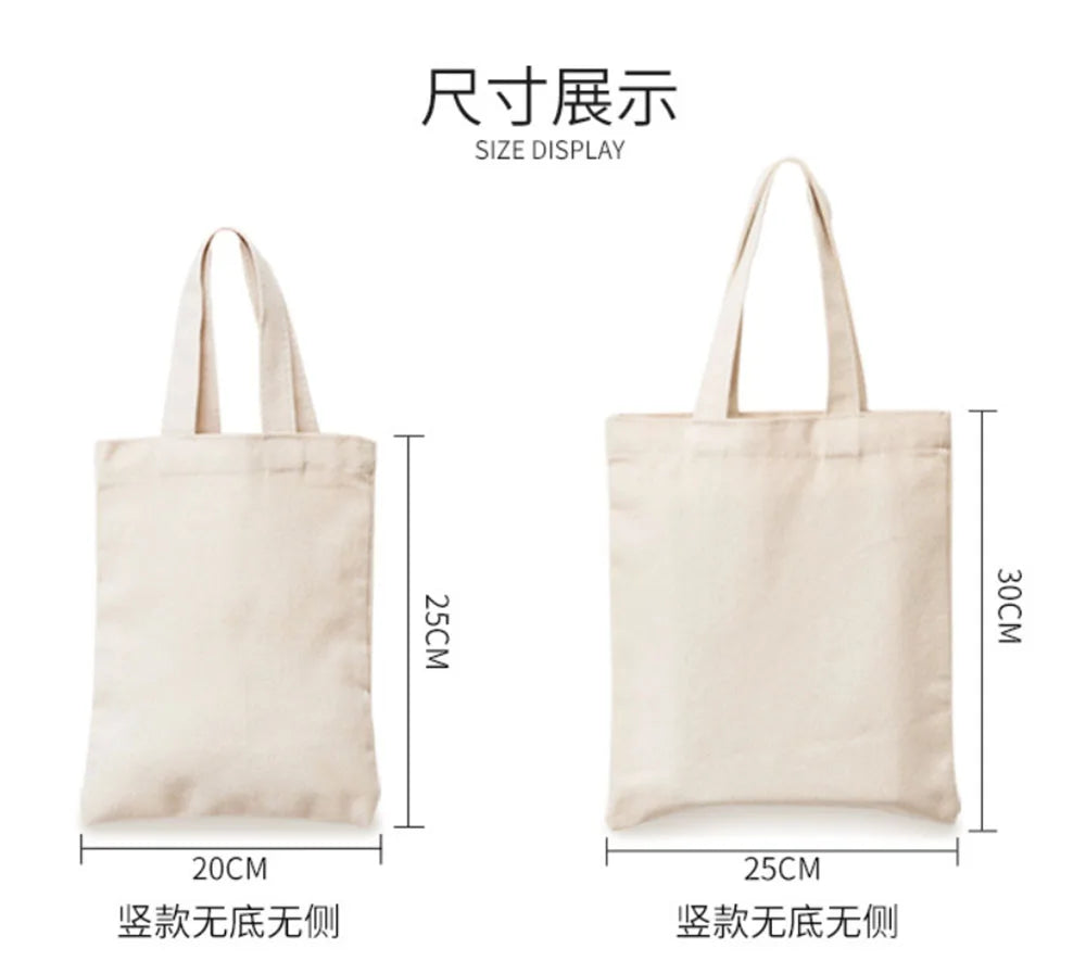 Canvas Cotton bag grocery handbag Foldable Fabric tote bag portable Storage organizer Shopping bag for woman Cloth organizer bag