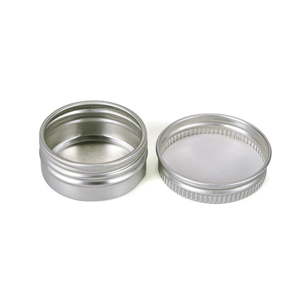 5ml-250ml Cosmetic Aluminum Cans Aluminum Boxes Silver Aluminum Tins Cans Screw Top Round Candle Spice Tins Cans Lid Containers